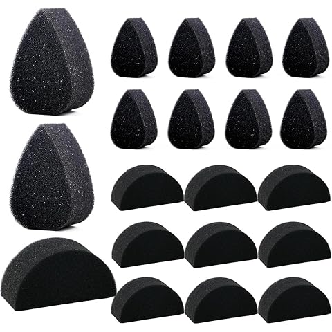 Bowitzki Face Paint Sponges Face Painting Black Sponges Petals High Density for Art Work and Body Paint Halloween Christmas Festival (10 Petals + 10 Half Moon)