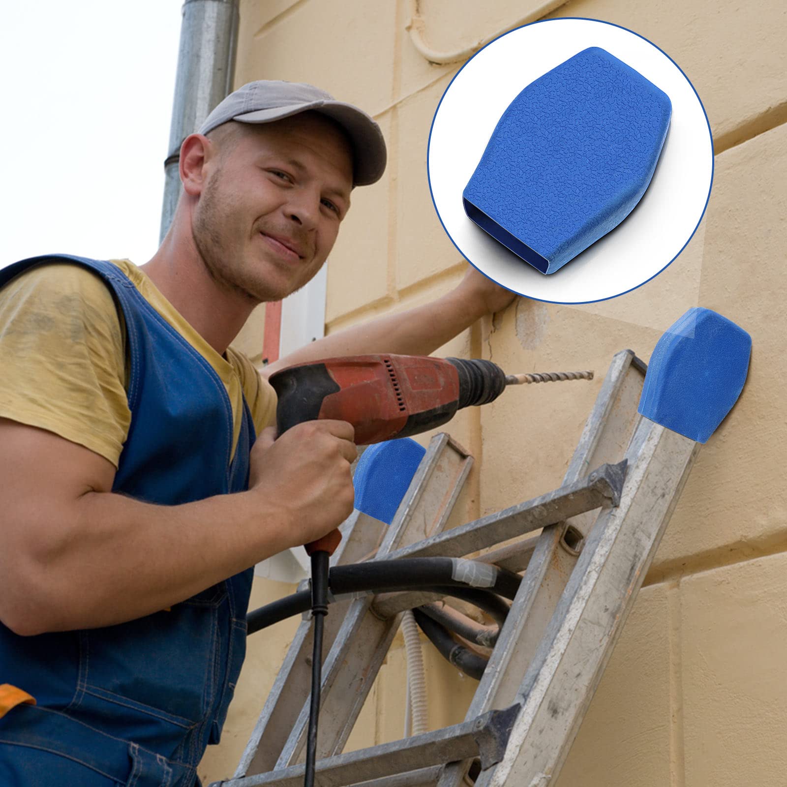 4 Pieces Extension Ladder Covers Rubber Ladder Safety Covers Ladder Pads for Replacement Extension Ladder Accessories (Blue)