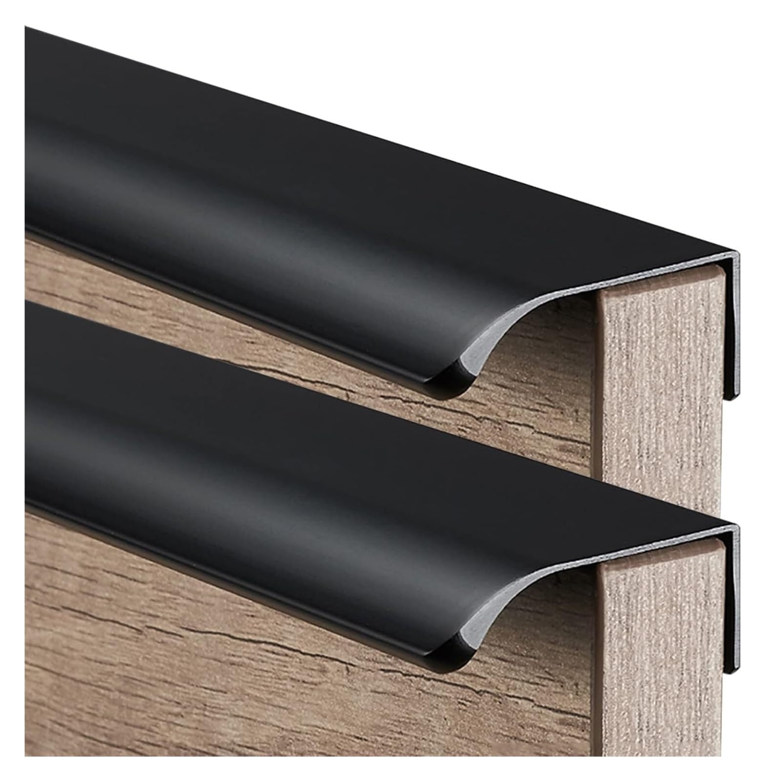 Versteckte Schubladengriffe, schwarze Schubladengriffe, versteckte Schranktürgriffe, 2 Stück, lange Kleiderschrankgriffe, for Küchen-, Schlafzimmer-, Möbel- und Schrankschränke, Aluminiumlegierung(Len
