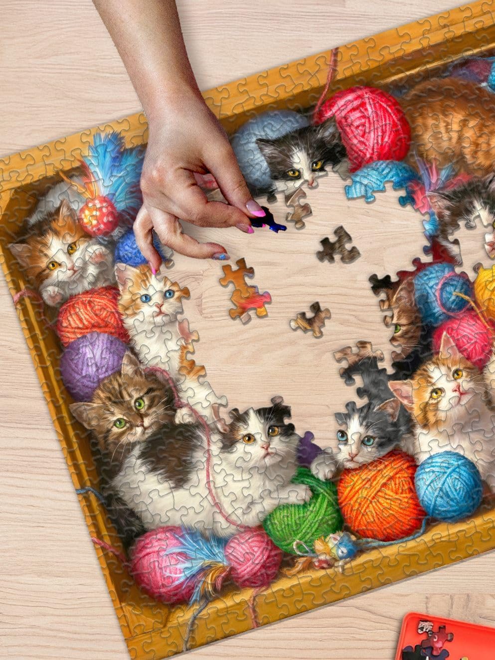 Springbok Kittens Galore 1000 Piece Jigsaw Puzzle for Adults - Cats and Yarn - Unique Cut Pieces - Made in USA