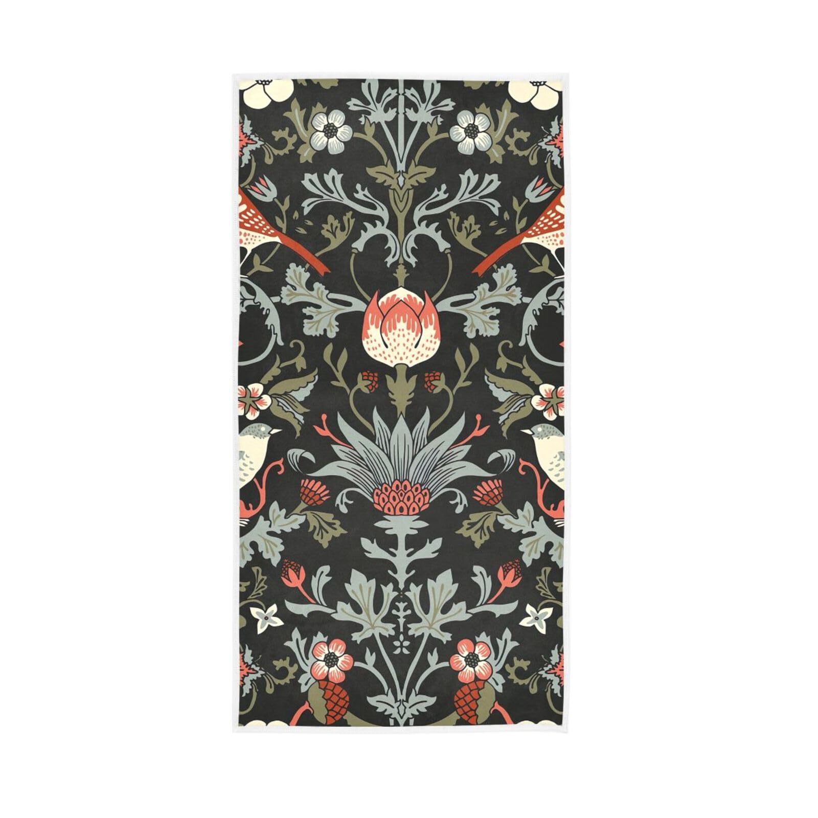 LSRCPD Birds and Green Plant Bathroom Towels, 15 x 30 Inches Absorbent Hand Towel, Spa Towels for Body Hand Towels for Bathroom