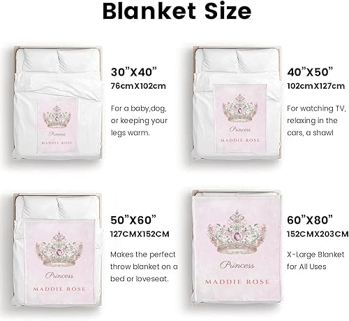 Miniatura 7 de Mantas de bebé personalizadas con nombre, mantas de bebé personalizadas para niñas, regalos de bebé, manta personalizada con corona de princesa para