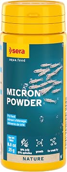 sera Micron Nature 50 مل (25 جم) – Zoo (18% كريل) والعوالق النباتية (51% سبيرولينا) مع أغذية الأسماك الصغيرة أو أعلاف المرجان وأعلاف بلح البحر أو الجمبري