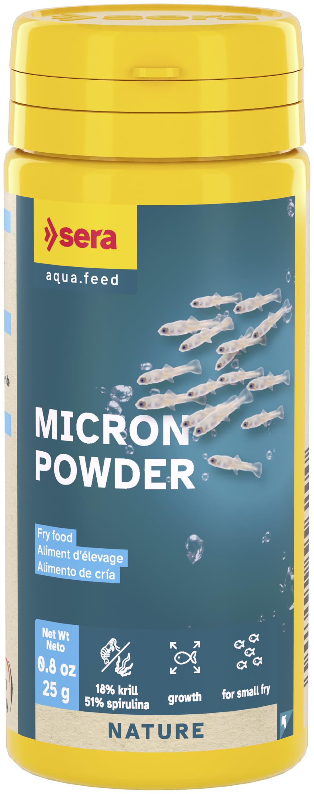Sera Micron Nature 50ml (1,7 fl oz) | Ultra-Fine Fry Food with Krill & Spirulina for Fish & Amphibian Larvae | Free from Dyes & Preservatives | Supports Growth & Color
