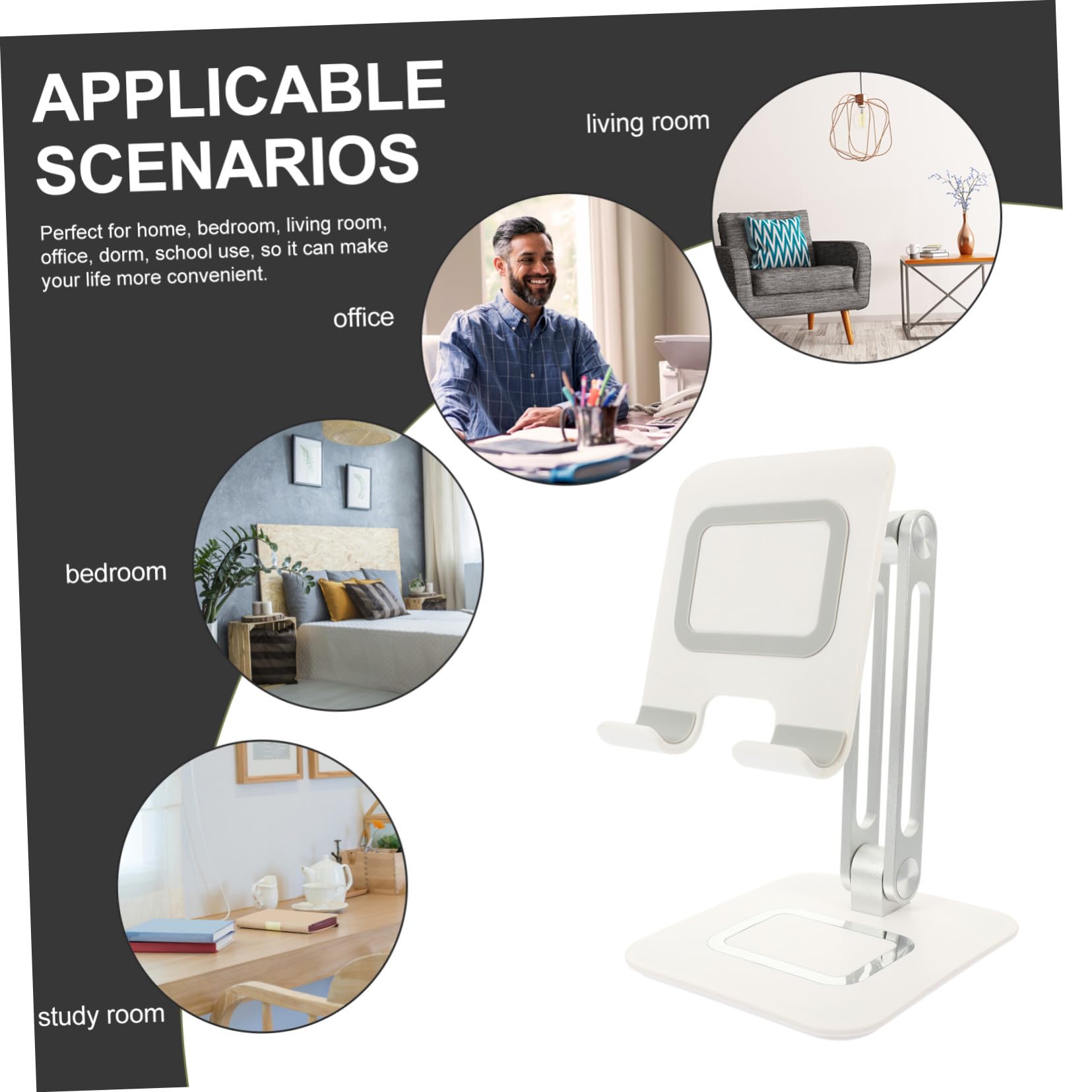 Supporto in Metallo per Cellulare e Tablet Design Regolabile per Telefono da Scrivania Cuscinetto in Silicone per Stabilità Sul Tavolo Libera le Mani per Videochiamate e Uso