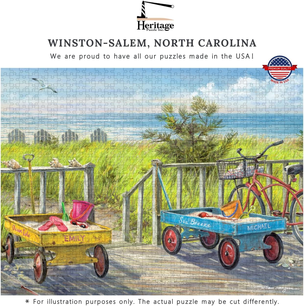 Heritage Puzzle - Beach Buddies by William Mangum - 550 Piece Jigsaw Puzzle for Adults - Beach Puzzles for Women and Men - Cool Jigsaw Puzzles - Coastal Landscape Art