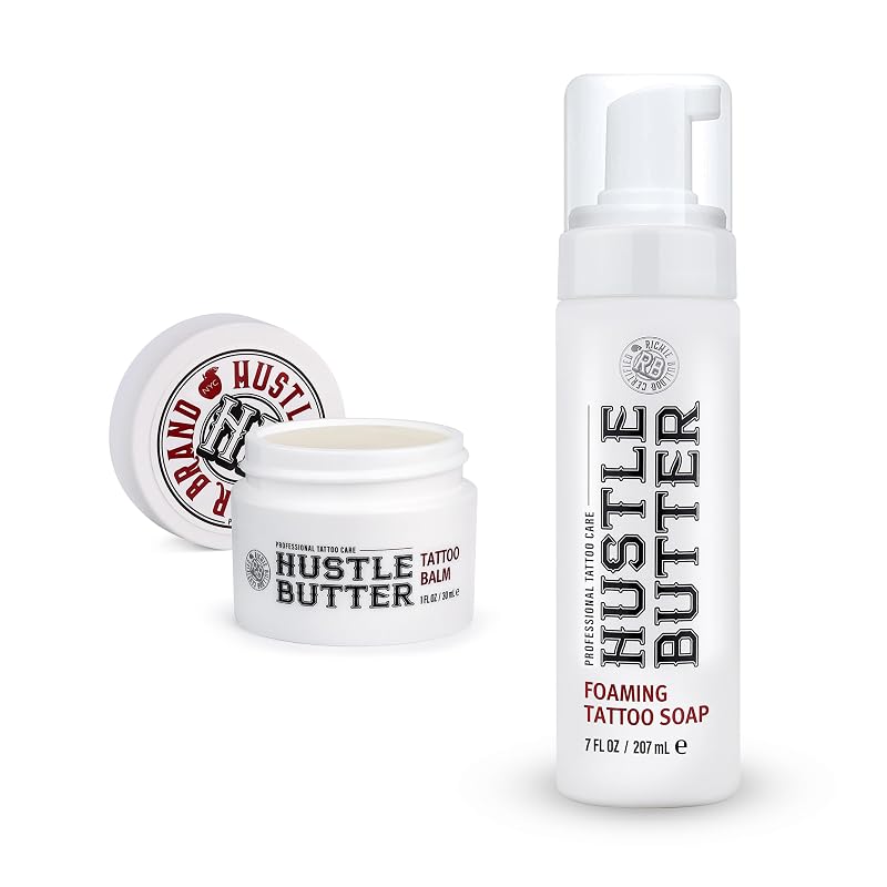 Hustle Butter Deluxe Bálsamo Pós-Tatuagem 28 g e Sabonete para Tatuagem Hustle Bubbles