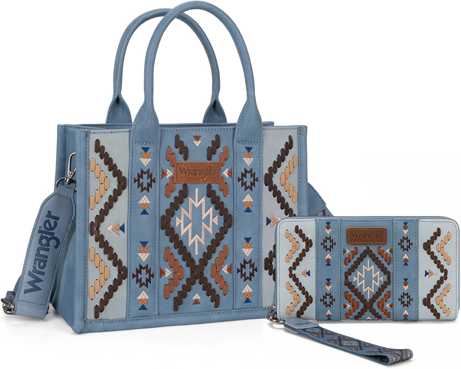 Montana West Aztec Tote Bag Wristlet Wallet 2PC Set for Women