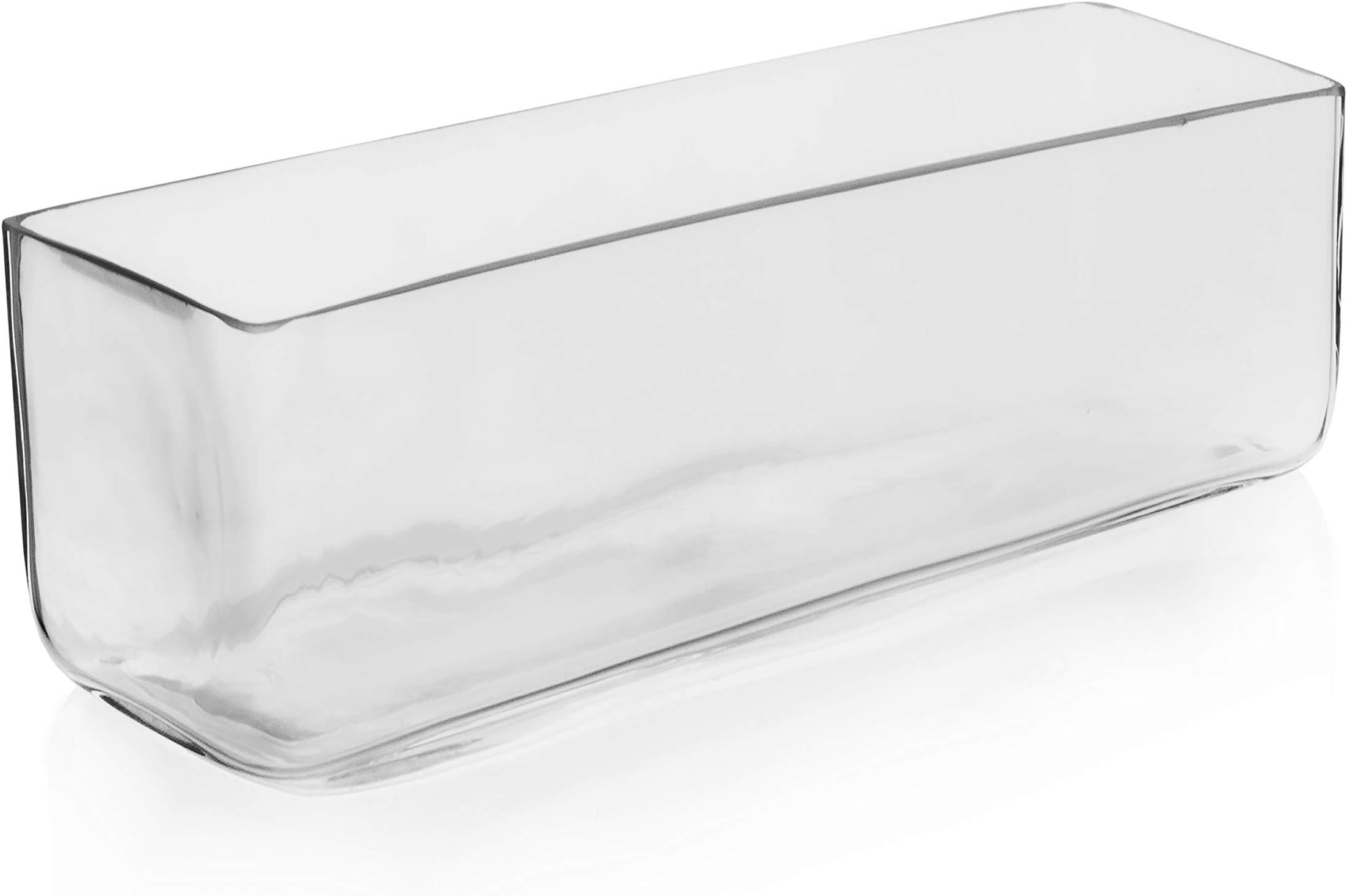 CYS Excel Glass Rectangle Vase (H:4" Open:12"x4") Oblong Flower Vase for Decorative Wedding Centerpiece Terrarium Planter Box Container