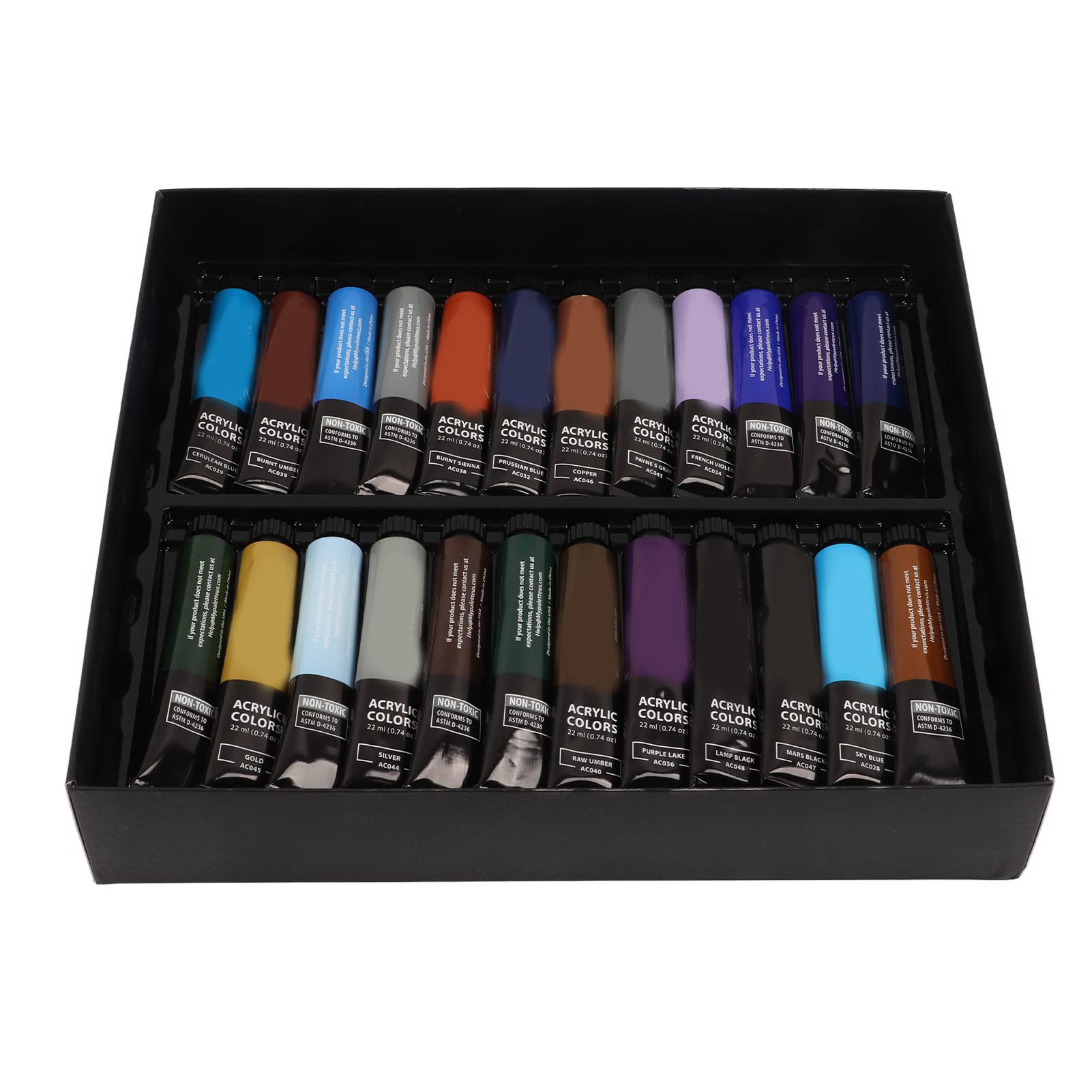Gucagle Kit de pintura acrílica Juego de pintura de bricolaje artesanal profesional con 48 colores 6 pinceles 1 paleta para artistas principiantes adultos adolescentes proyectos de arte