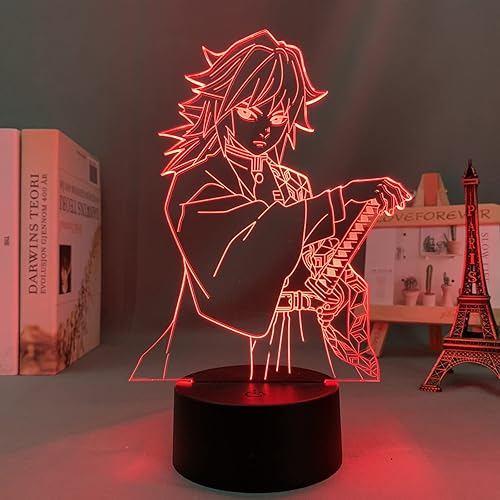 Miniatura 4 de OAKFIN Luz LED de anime Giyu Tomioka para decoración de dormitorio infantil, regalo de cumpleaños, manga 3D, lámpara de noche para niños, decoración