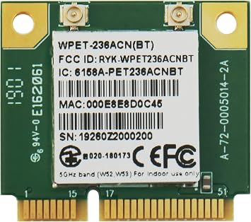WPET-236ACNBT 802.11ac/a/b/g/n Wi-Fi+Bluetooth Half Mini PCIe Module, Realtek RTL8822BU-CG, 2T2R