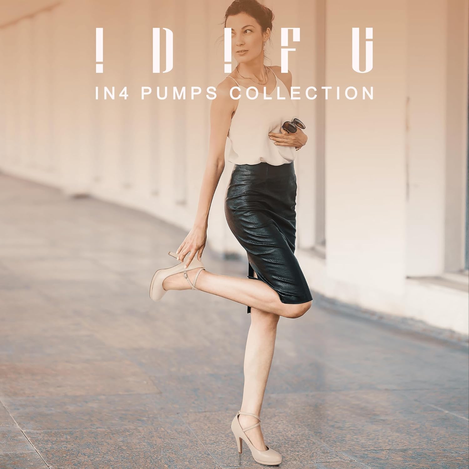 IDIFU Women's Tracy Platform High Heels Closed Toe Pumps Strappy Cross Ankle Strap Shoes for Casual Work Wedding - Image 2