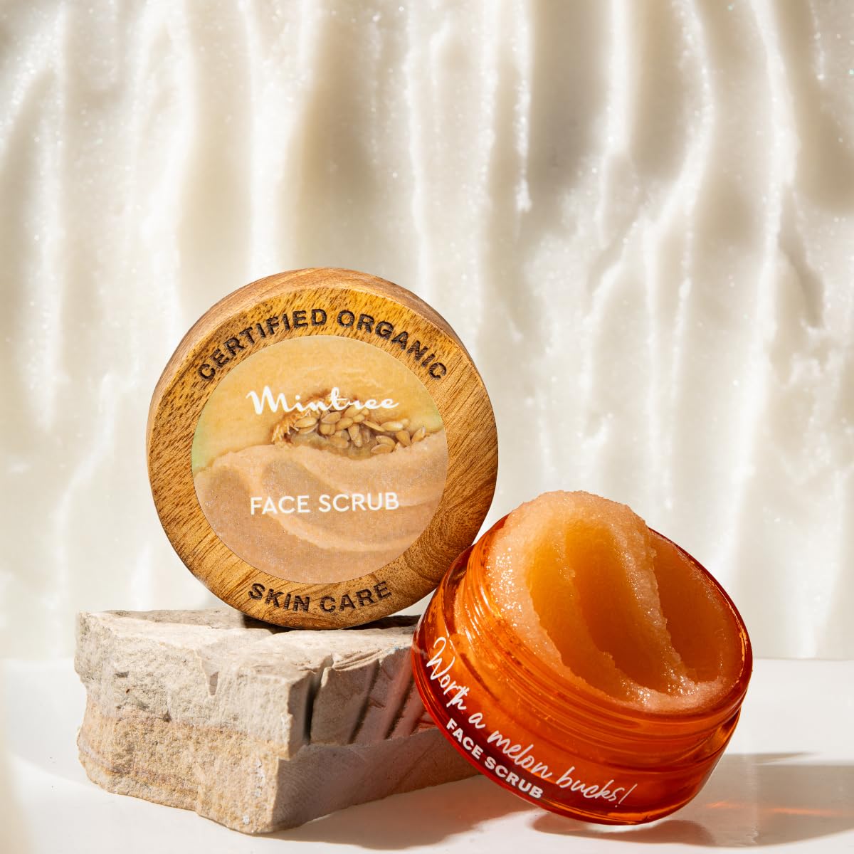 Certified Organic Face Scrub for Tan Removal & Soft-Smooth-Glowing Skin. Infused with Musk Melon, Matcha Tea, Hyaluronic Acid. Dermatologist Recommended For All Skin Types & Daily Use