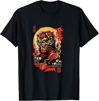 Mad Lion Dance Chinese Foo Dog T-Shirt