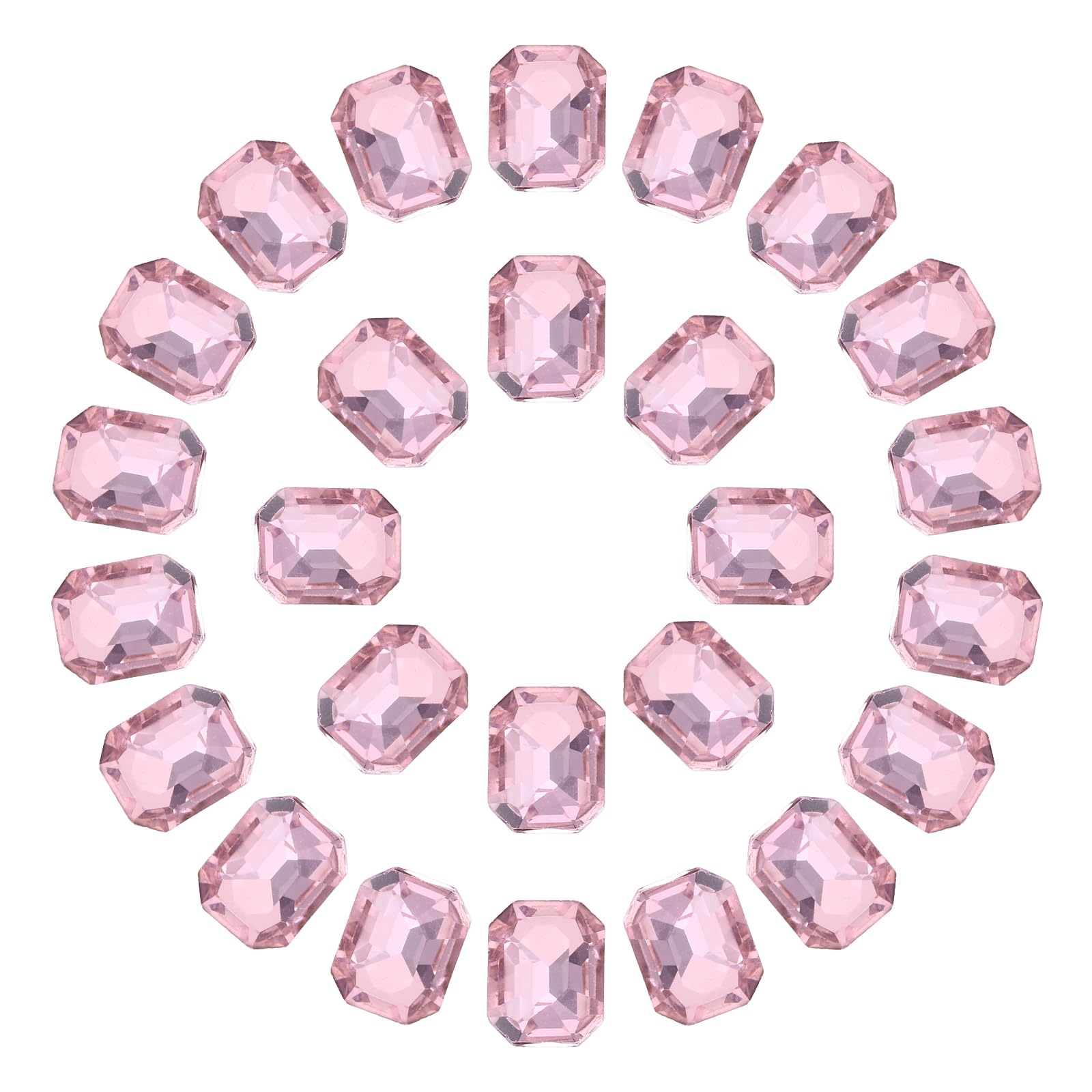 sourcing map 8x10MM Octagon Rectangle Rhinestones, 100 Pcs Crystal Faceted Rhinestones with Silver Plated Glass Gems for Crafts (Pink) โ image 1