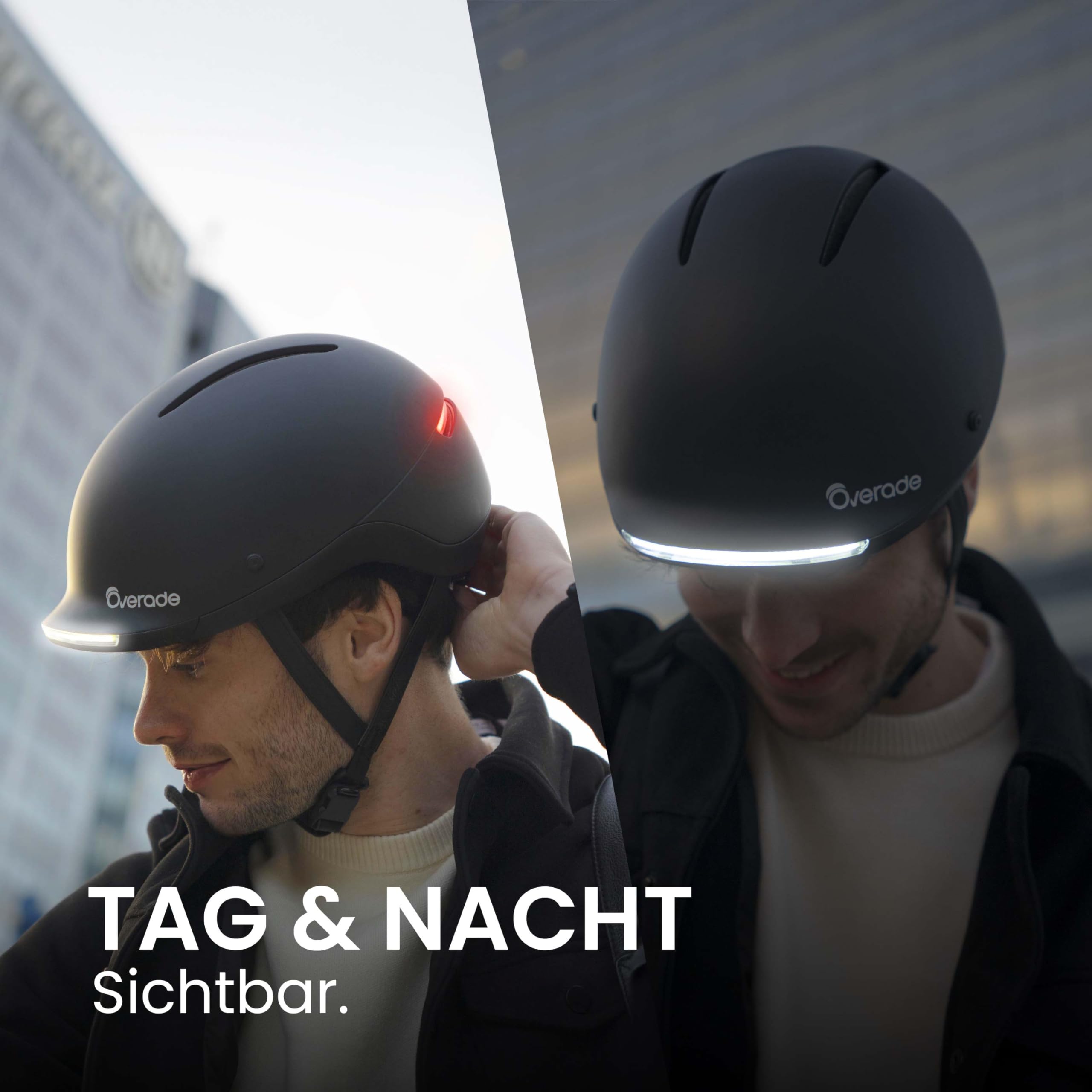 Overade European Innovation - Life Helm Für Fahrräder Und Scooter, Mit Starker Beleuchtung Vorne/Hinten, Inkl. Oximote Blink-Fernbedienung, Einheitsgröße