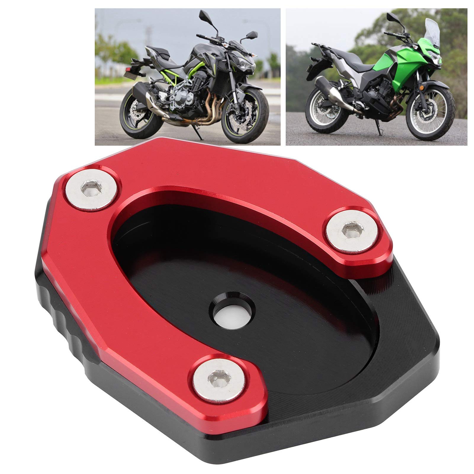 Qiilu Piastra Di Estensione Per Cavalletto Laterale Moto, In Alluminio CNC, Per Kawasaki Z650/Z900 E Modelli Simili, Rosso