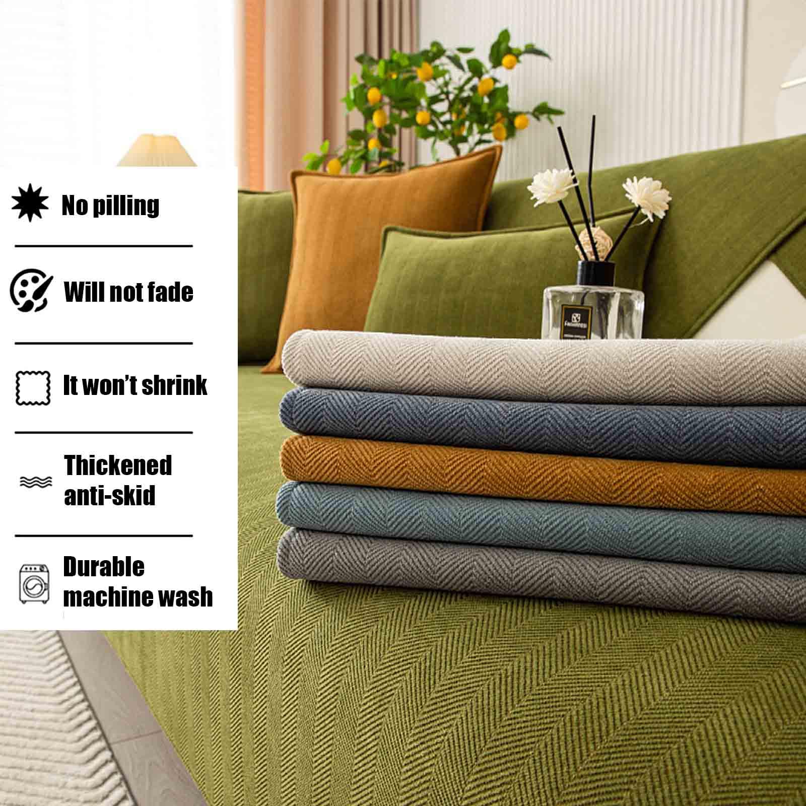 Funny Fuzzy Sofa Cover Copridivano 3/4/2 Posti con Penisola,Copridivano Angolare con Penisola Antiscivolo Magnetico, Herringbone Chenille Fabric Furniture Protector Sofa Cover(B3,110x180cm)