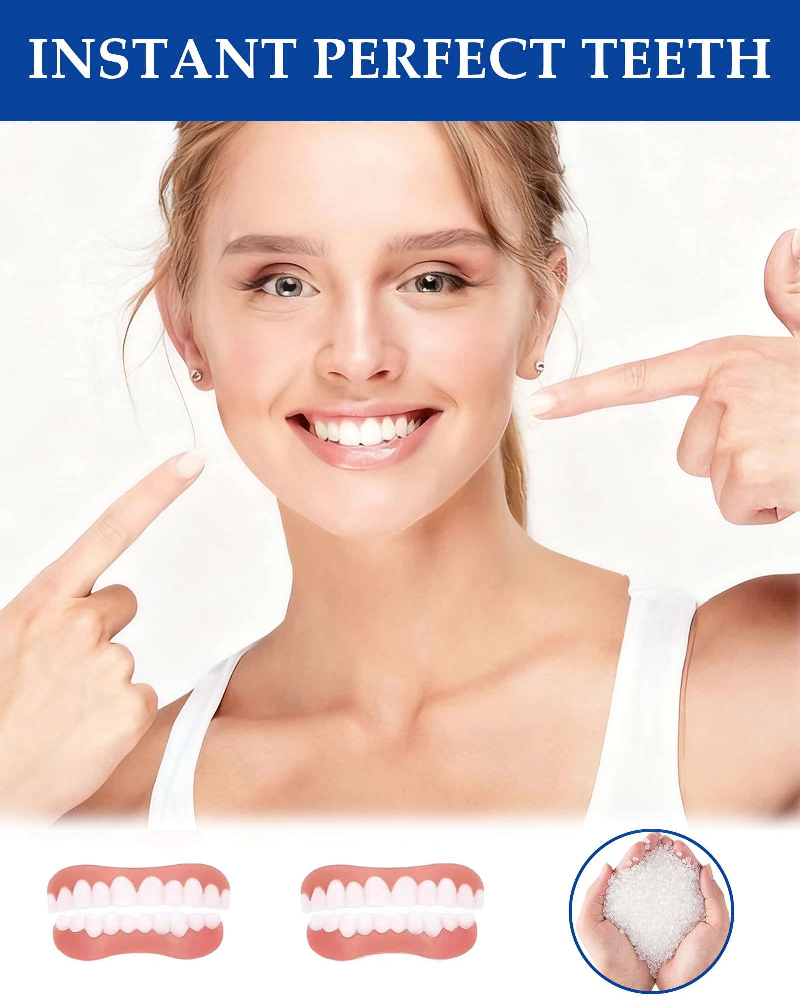 2 Paia Protesi Dentale Universale,Faccette Dentali,Faccette Denti Sorrisi Cosmetici,Denti Finti Da Applicare Da Soli Dentiera Finta Naturale Dentiera Provvisoria,Protesi Naturali Istantanee