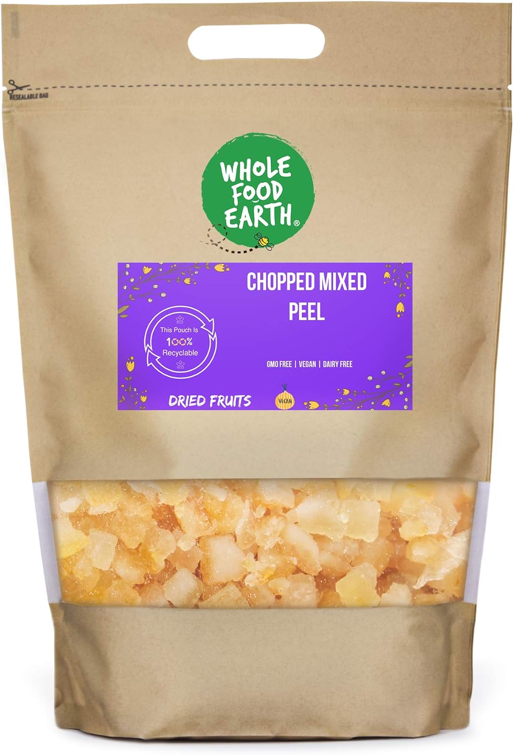 Wholefood Earth Chopped Mixed Peel 500g GMO Free Vegan Amazon.co