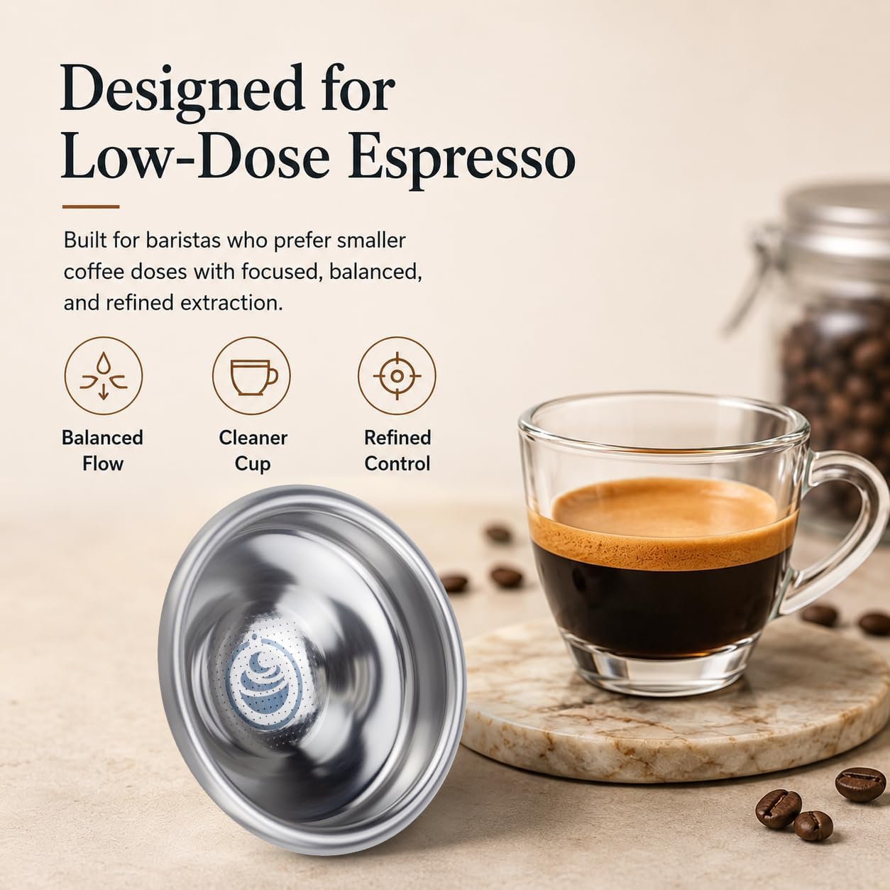 μ 58mm Single-Dose Espresso Filter Basket – Precision Ridgeless Low-Dose Basket, Clean Stainless Steel Portafilter Basket for La Marzocco, E61, Rancilio Silvia, Gaggia Classic, Slayer, Decent