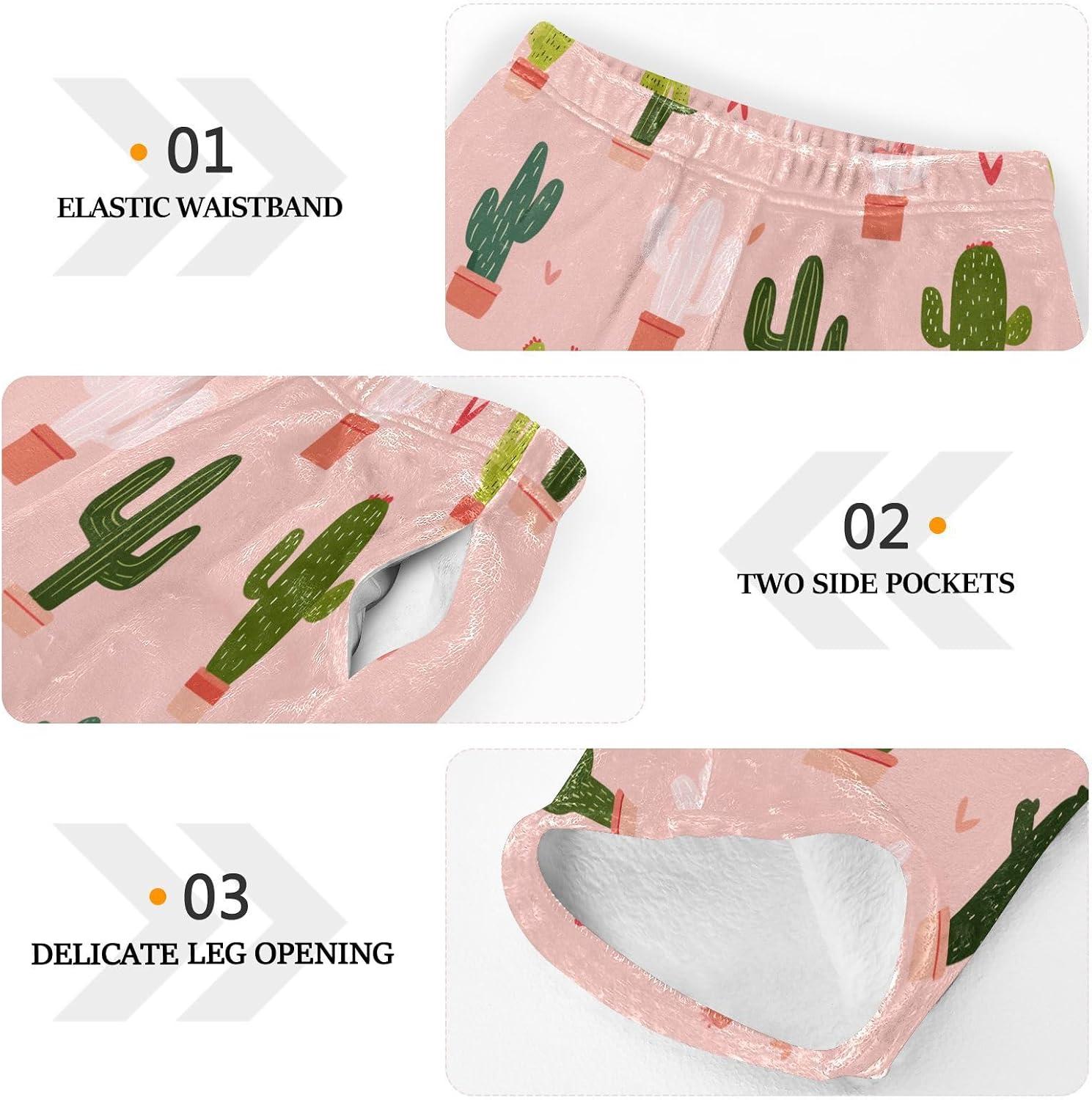 visesunny Colorful Cactus Heart Boys Pants for Kids Fleece Bottoms Long Jogger Pants Trousers with Pockets Size 6-14Y