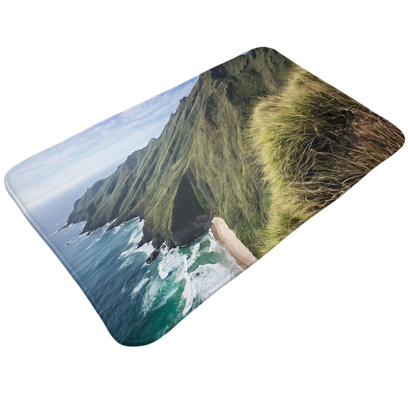 Kauai Hawaii Seashore Print Living Room Bathroom Kitchen Anti Slip and Absorbent Carpet, Indoor Entrance Door Muddy Floor Mat, Ultra Soft Washable Carpet 21x31.5 Inches