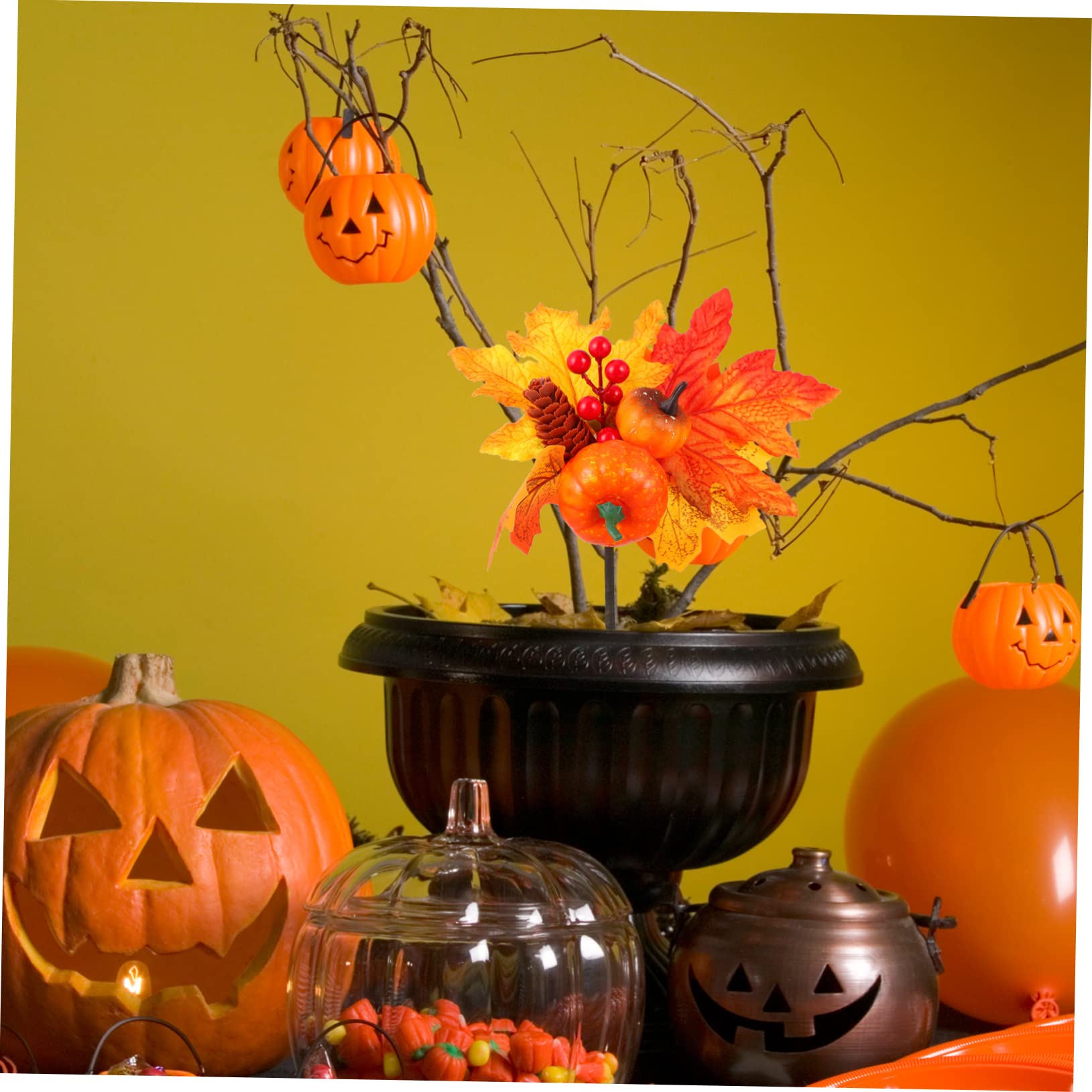 Zerodeko 6stücke Künstliche Kürbis Und Ahornblatt Dekoration Für Halloween Und Erntedankfest -in Herbst Deko Mit Für Garten Und Zuhause