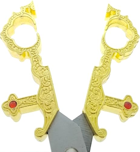 Miniatura 4 de Fantasy Edge - Cuchillo de tijera medieval renacentista de 10 14 pulgadas en oro, para el hogar, camping y cosplay renacentista