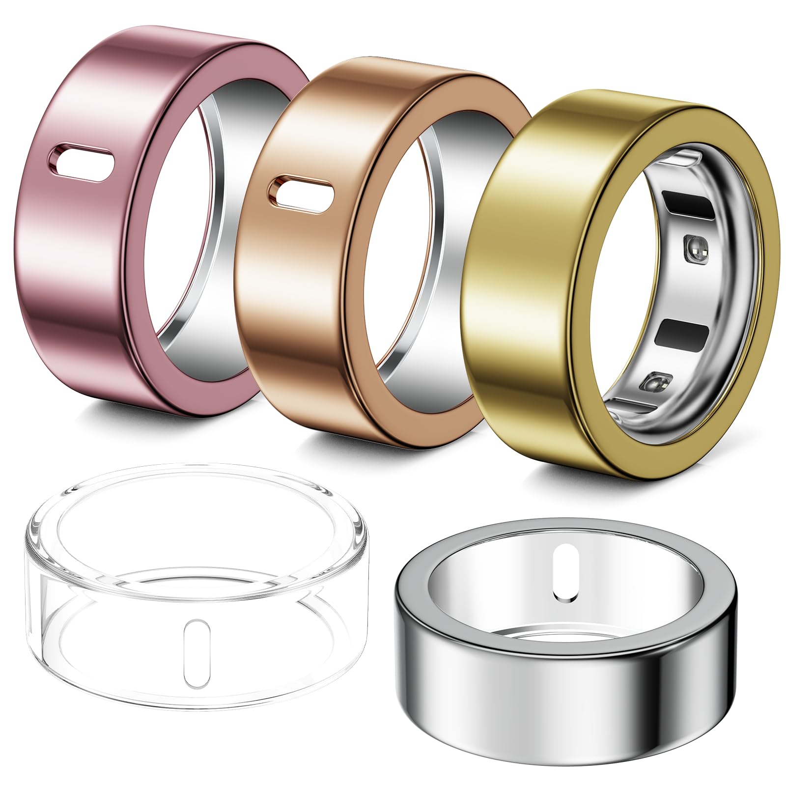 Hexasider 5 Stück Ringe Cover Kompatibel mit Oura Ring Gen 4/Gen 3 Horizon/Heritage Schutzhülle, Abriebfestes TPU Case für Oura Ring Protector Zubehör für Größe 8