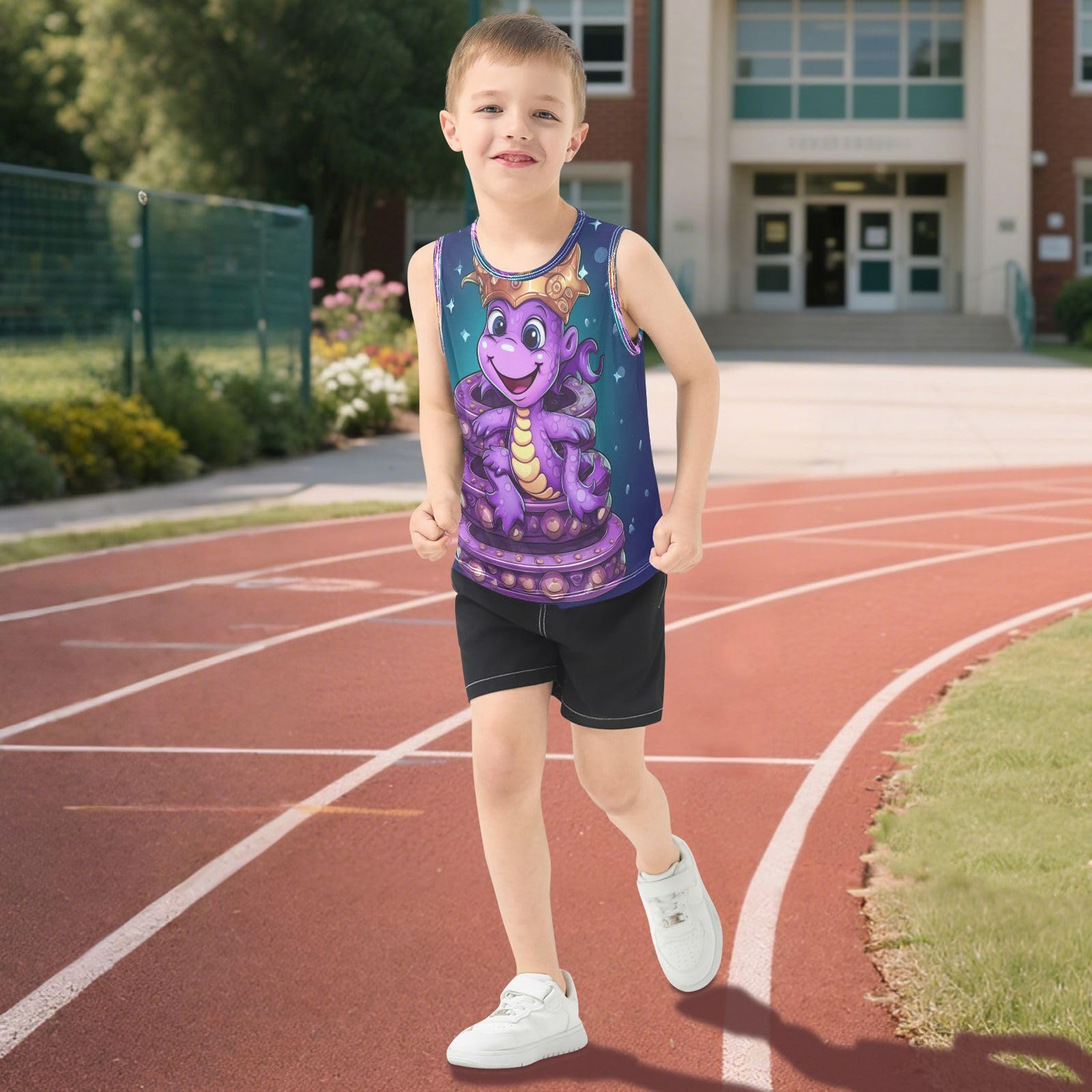 Lindo Doodle Animal Caballito De Mar Camisetas Sin Mangas Tipo Tank Top para Niños Jóvenes Ideales para Actividades Deportivas