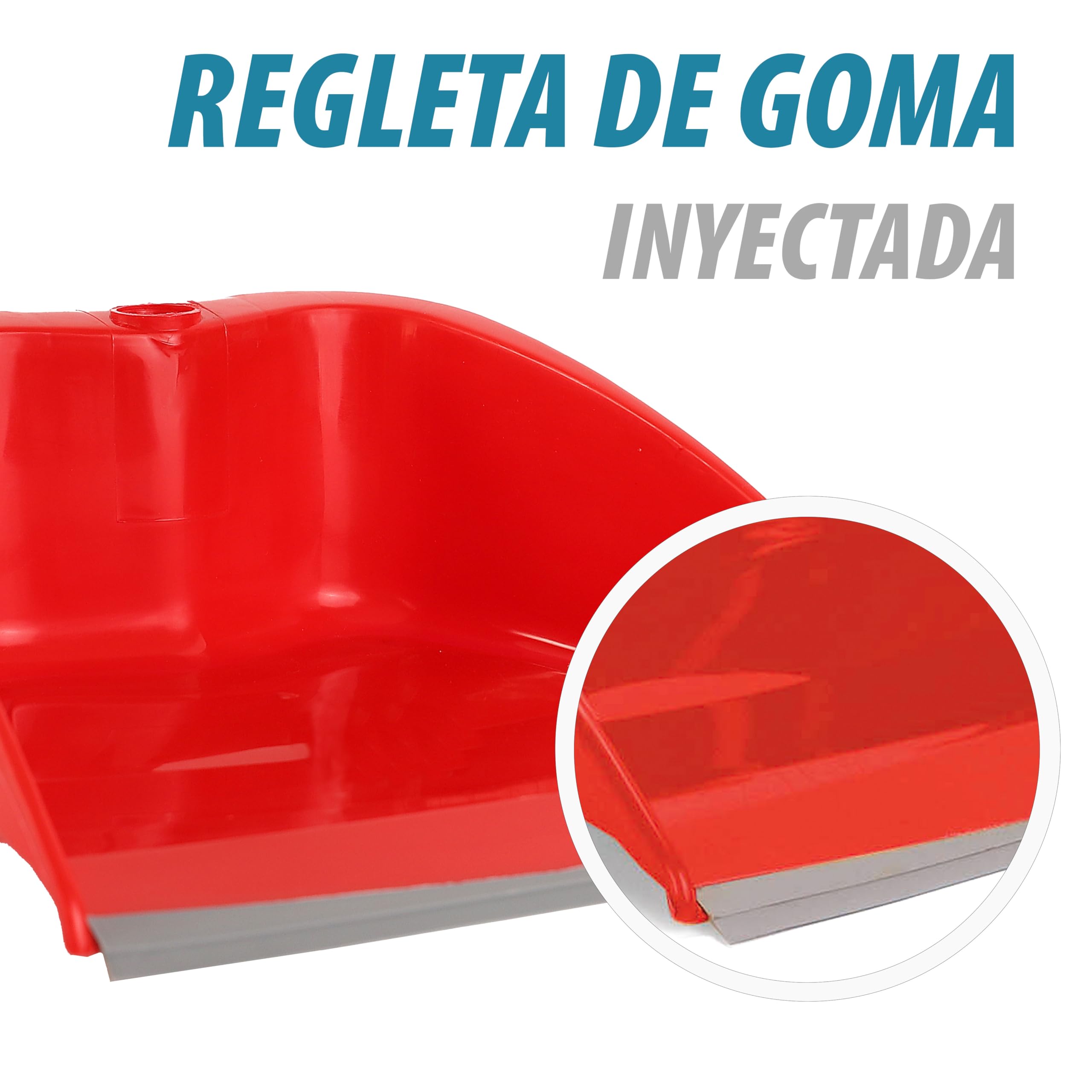 Maya - Recogedor de Basura MAX en PP con Labio de Goma y Palo Metálico para Limpieza del Hogar | 26x25x80 cm | Resistente y Estable con Sistema Antivuelco (Rojo)