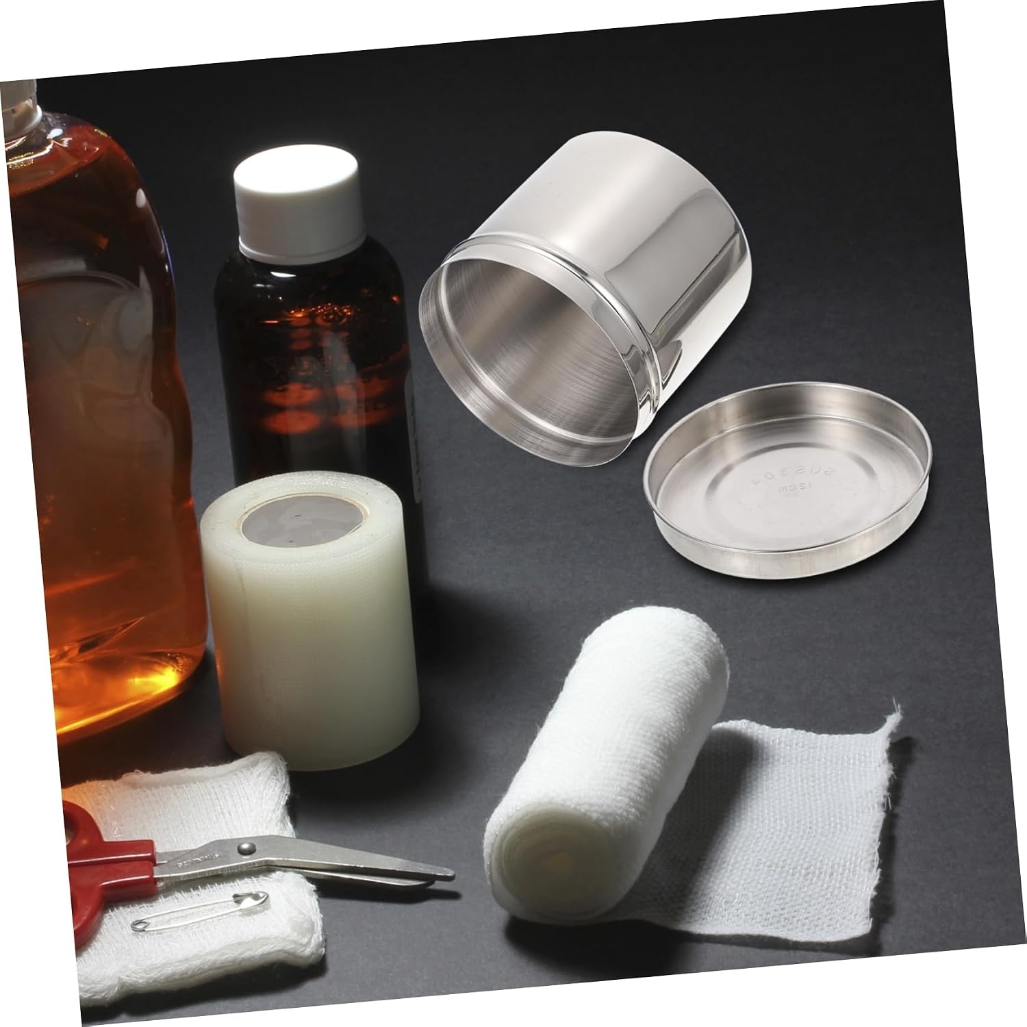 Garneck 304 Stainless Steel Dressing Jar Ointment Storage Container Waterproof Gauze Can for Hospital and Home Use