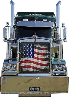 GrilleAdz Old Glory Mesh Bug Screen for Kenworth W900B (Bug Screen with Turnbuckle Install Kit)