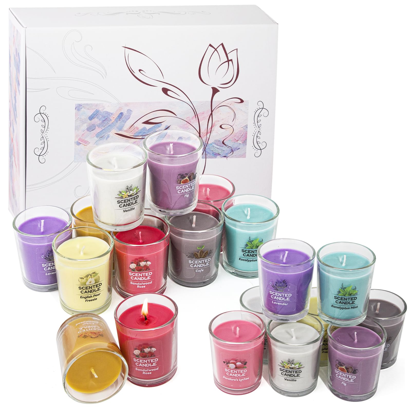 Juego de 20 Velas Perfumadas para Mujer,Regalo para Madre/Nuera/Amigo/Compañera,Velas de Soja Vaso para el Hogar,Día de San Valentín,Cumpleaños,Día de la Madre,Aniversario,Boda,Navidad