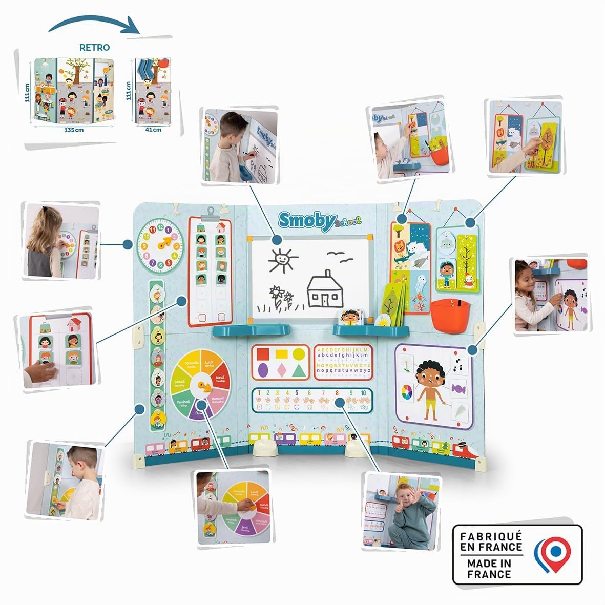 Smoby - Scuola - Aula - Studente/Insegnante - Trittico - Numerosi accessori - Dai 3 anni - Prodotto in Francia