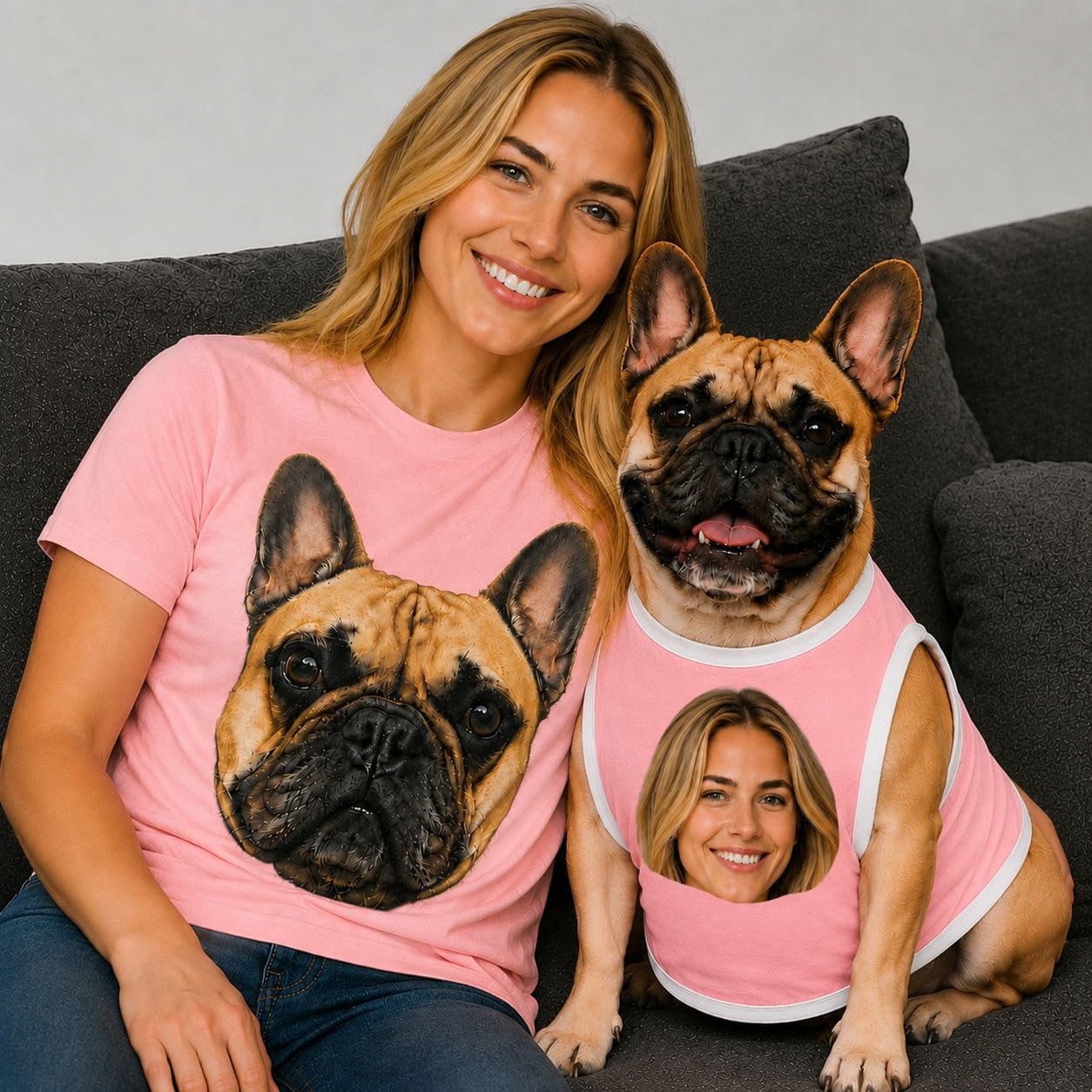 Personalised Matching Dog & Owner Shirts Custom Face T-shirt for Men Women