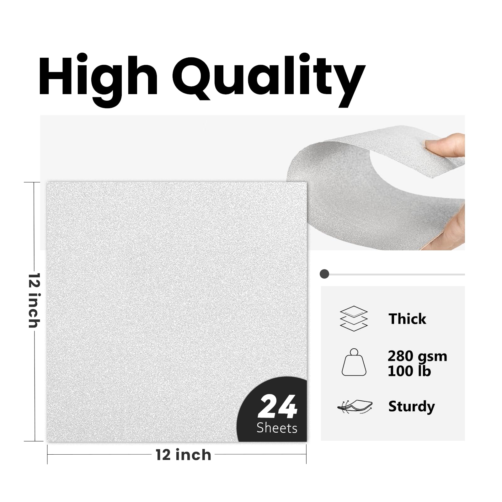 Snapklik.com : Double-sided Silver Glitter Cardstock 12x12 For Cricut