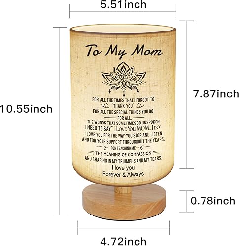 Miniatura 5 de Regalos de cumpleaños para el día de la madre con texto en inglés "To My Mom", lámpara de mesa de noche regulable, lámpara de escritorio de tela,