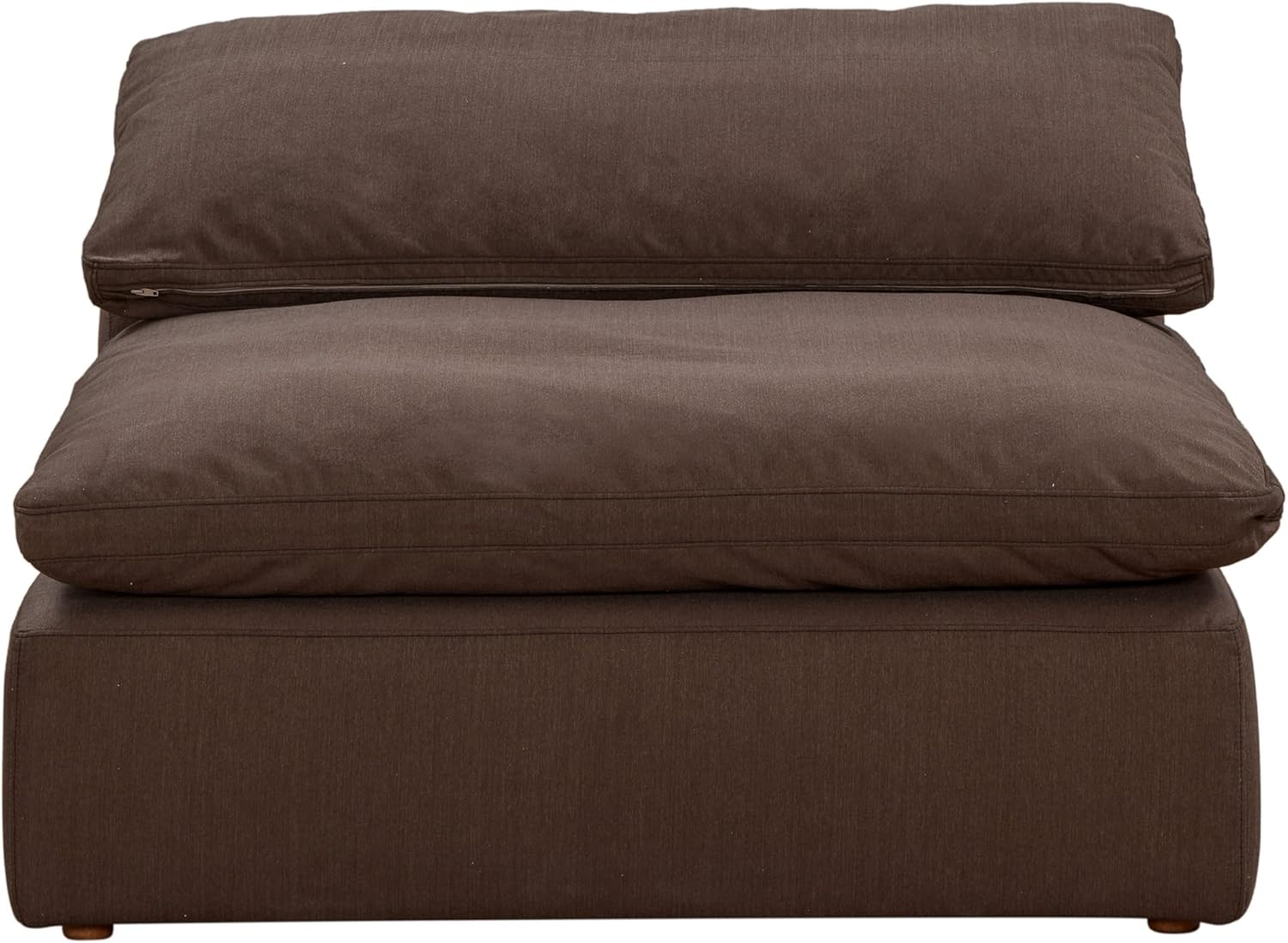 Sunset Trading Contemporary Puff Collection Slipcovered 44" Armless Chair Modular Sofa Sectional | Stain-Proof Water-Resistant Washable Performance Fabric | Deep-Seated Down-Filled Couch | Brown