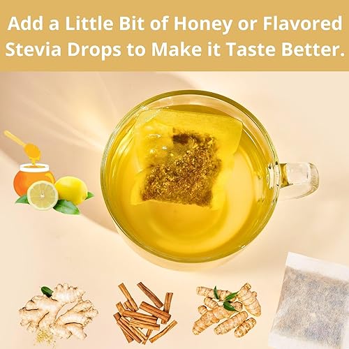 Miniatura 6 de 50 bolsas de té de cúrcuma, jengibre y canela de alta calidad, bolsas de té de jengibre natural VitalForest  Té de cúrcuma pura  Té de hierbas de