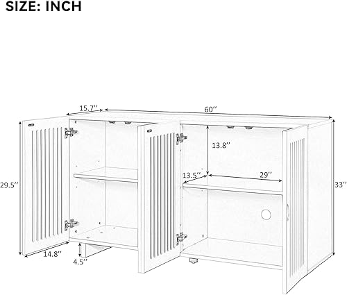 Miniatura 10 de LZ LEISURE ZONE Gabinete de almacenamiento moderno con puerta de ratán artificial, aparador para sala de estar, entrada, cocina, color negro