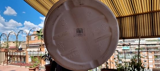 Vaso Tondo Festonato In Resina Bianca - Diametro 50cm, Altezza 37cm, Per Esterni