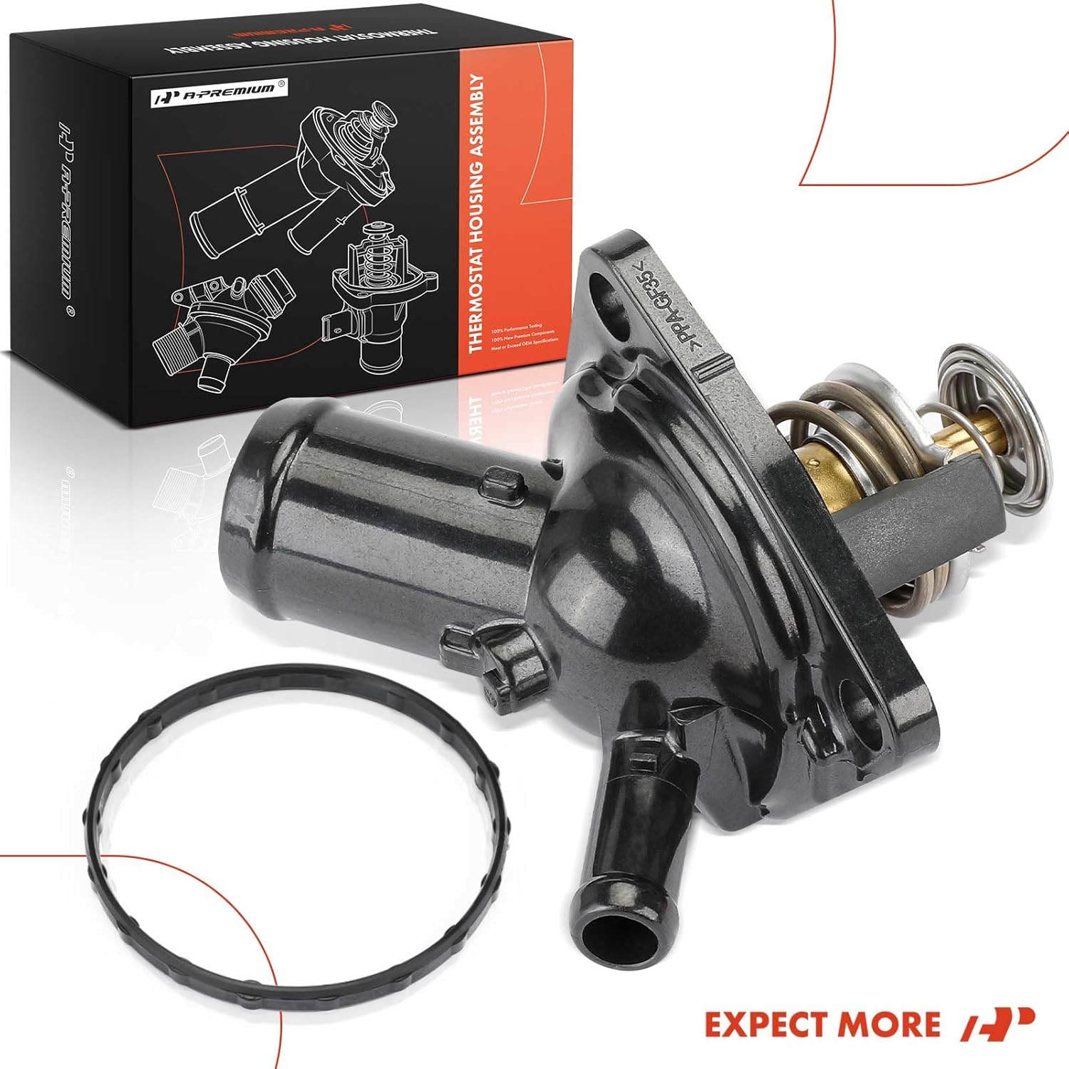 A-Premium Engine Coolant Thermostat Housing Assembly with O-ring Compatible with Honda Accord 2013-2017, Pilot 2016-2020, Ridgeline 2017-2019, Crosstour 2013-2015, 3.5L