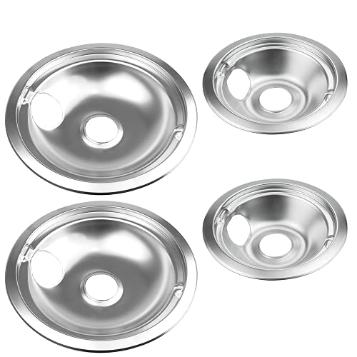 Mejiao 4 Pack 6-Inch and 8-Inch Electric Stove Burner Covers Chrome Pan Set