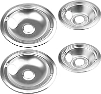 Vista 9 de Cubiertas para quemadores de estufa Mejiao, sartenes de goteo cromadas de repuesto para Frigidaire Kenmore 316048413 y 316048414, 4 piezas (4x6")