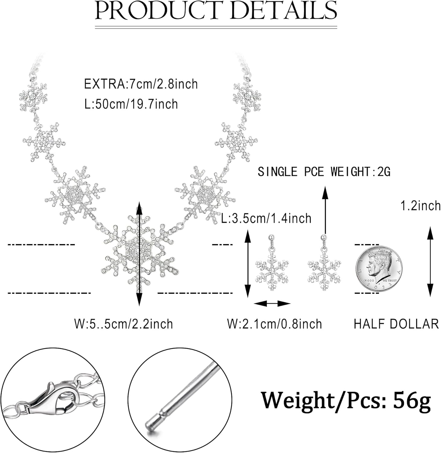 EVER FAITH Silver-Tone Snowflake Austrian Crystal Bridal Necklace Earrings Set - Image 6