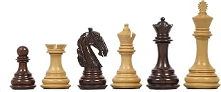 The New Columbian Staunton Series Chess Pieces in Rose Wood & Boxwood - 3.8" King