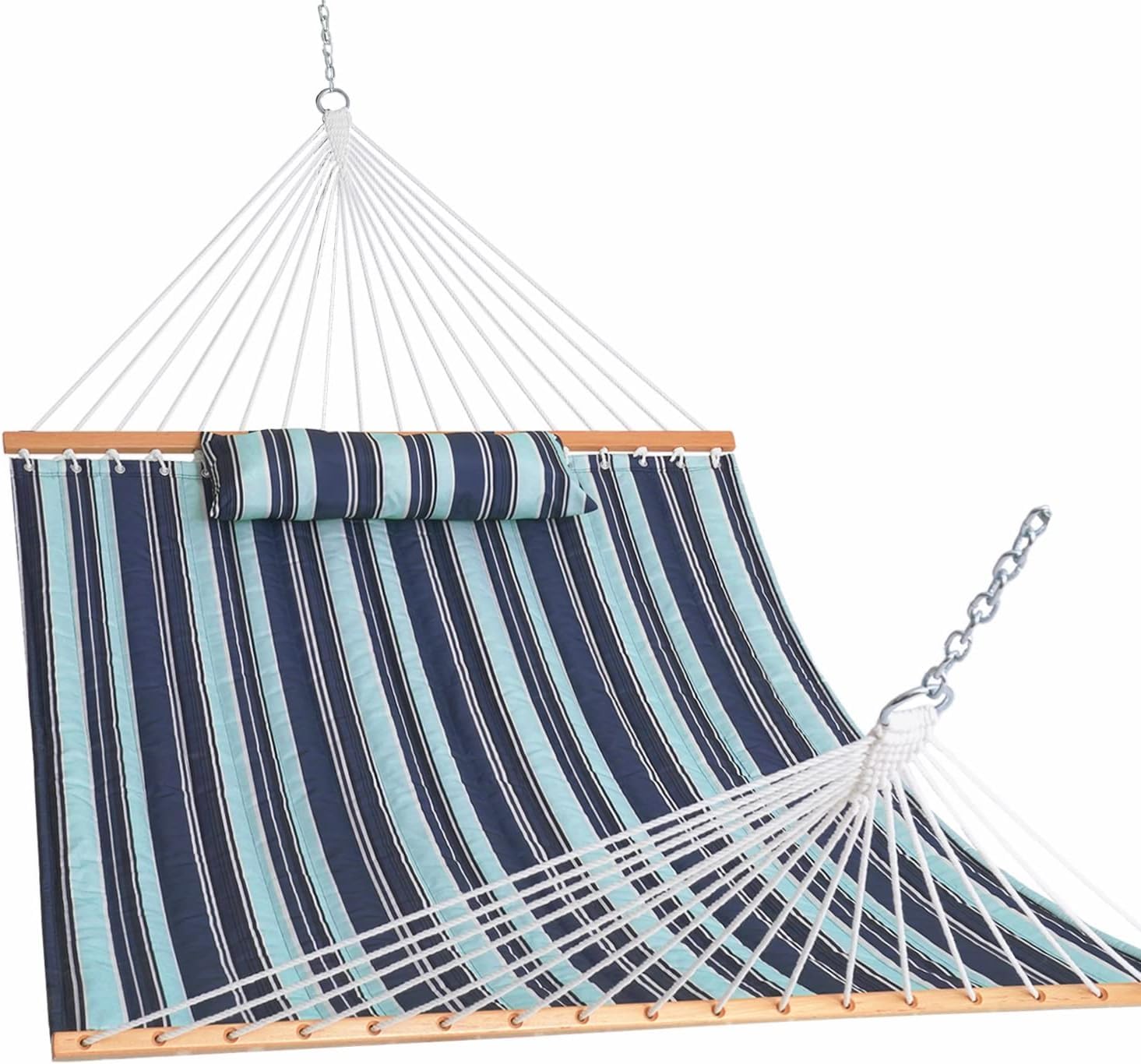 Lazy Daze Hammocks 12 FT Quilted Fabric Double Hammock with Spreader Bars and Detachable Pillow 450lbs Weight Capacity